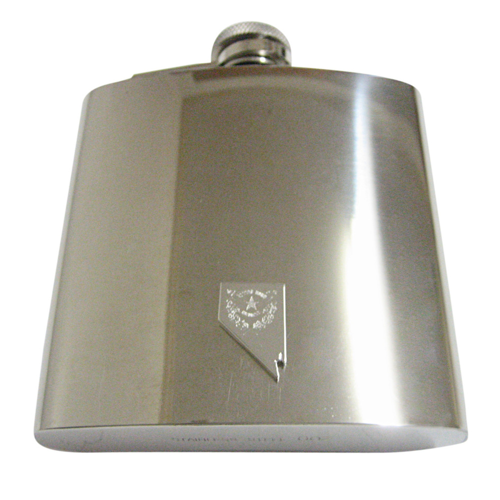 Nevada State Map Shape And Flag Design 6oz Flask - image 1
